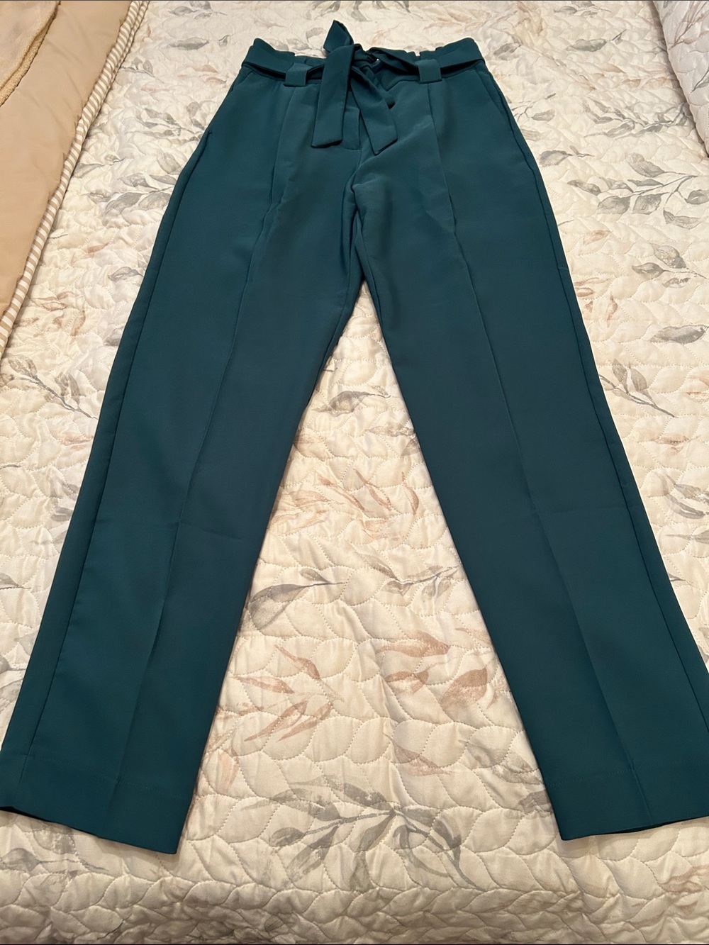 High-Waist Dress Pants with Self-Tie Belt